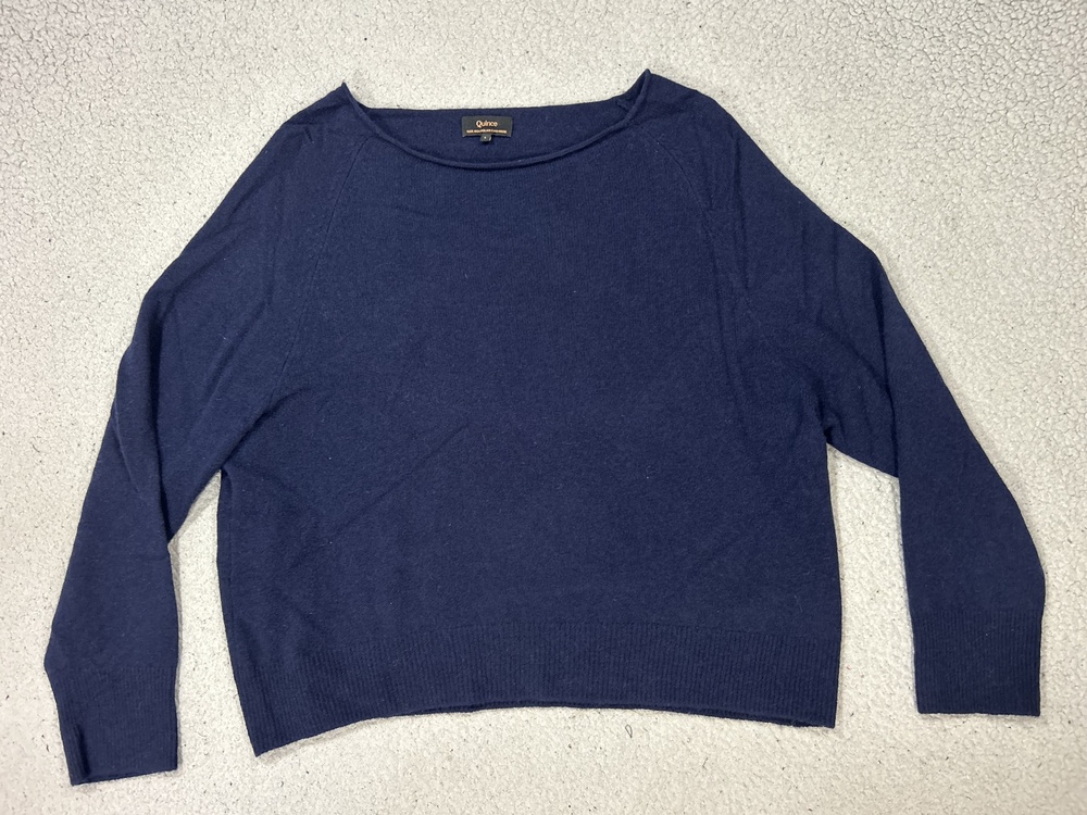 Quince Sweater Womens Large Blue Cashmere Boatneck Lightweight Pullover Knit